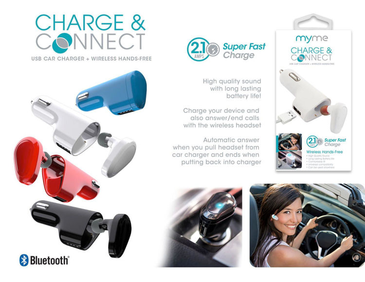 Connect & Charge USB Car Charger + Bluetooth