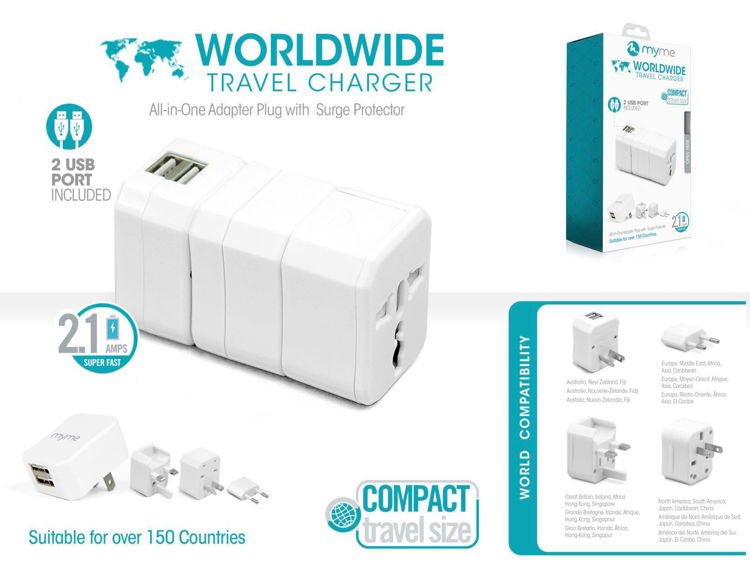 WORLDWIDE Travel Charger with 2 USB Ports